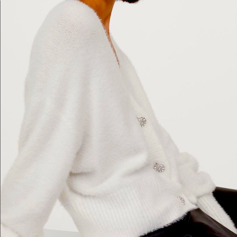 H&M Women’s Fuzzy Rhinestone Cardigan (NWT!)